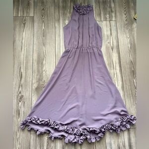 URSULA OF SWITZERLAND Vintage Purple Ruffle Halter Dress in Lavender Size 5/6